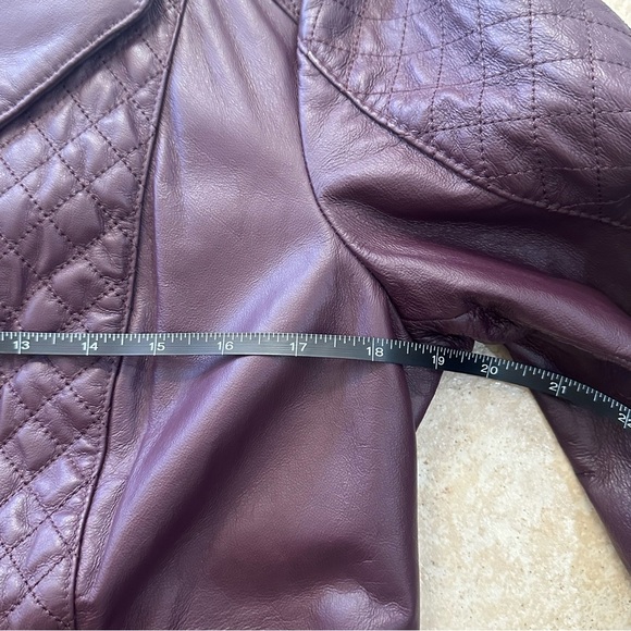 NWOT Bradley Bayou Moto Jacket Burgundy Purple Leather Quilt Size Small - Picture 11 of 12